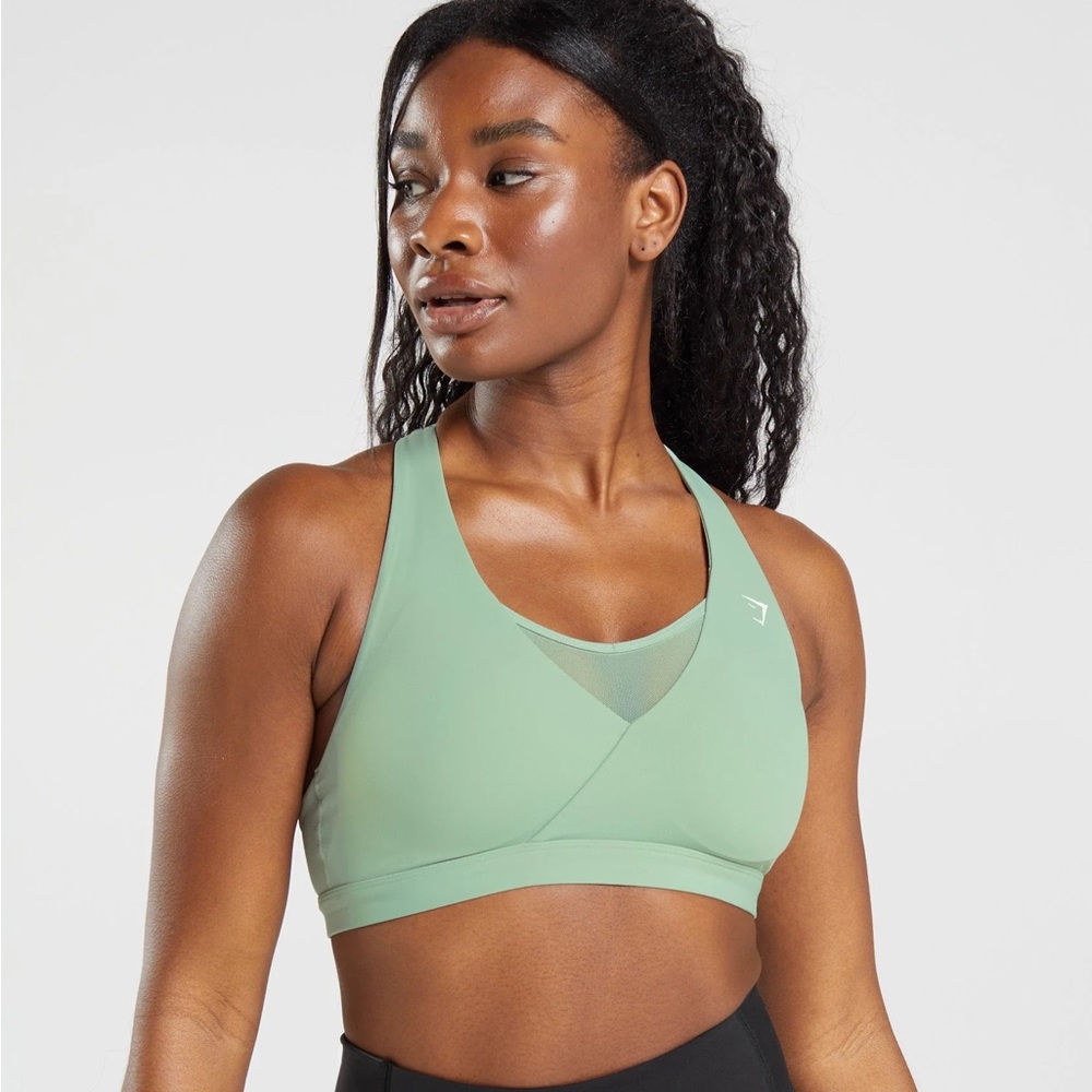 Gymshark Green Racerback Sports Bra with Scoop Neck